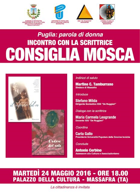 Progetto “Puglia: parola di donna” – incontro con la scrittrice Consiglia Mosca
