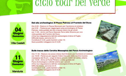 Arriva a Manduria la seconda delle tre tappe di “ArcheOlio – Ciclotour nel verde”.