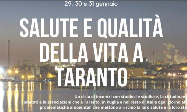 Ciclo di incontri a cura di A Sud per il progetto “Salute e Qualità della Vita a Taranto”