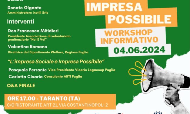 “Impresa possibile”, il workshop informativo di Legacoop Puglia