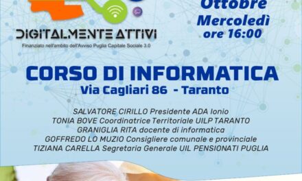 Al via a Taranto il corso d’informatica per over 60 e persone con disabilità