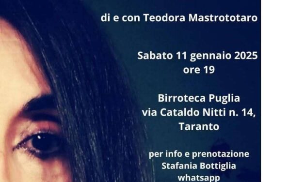 La performance teatrale “IL RIFLUSSO” di Teodora Mastrototaro arriva a Taranto